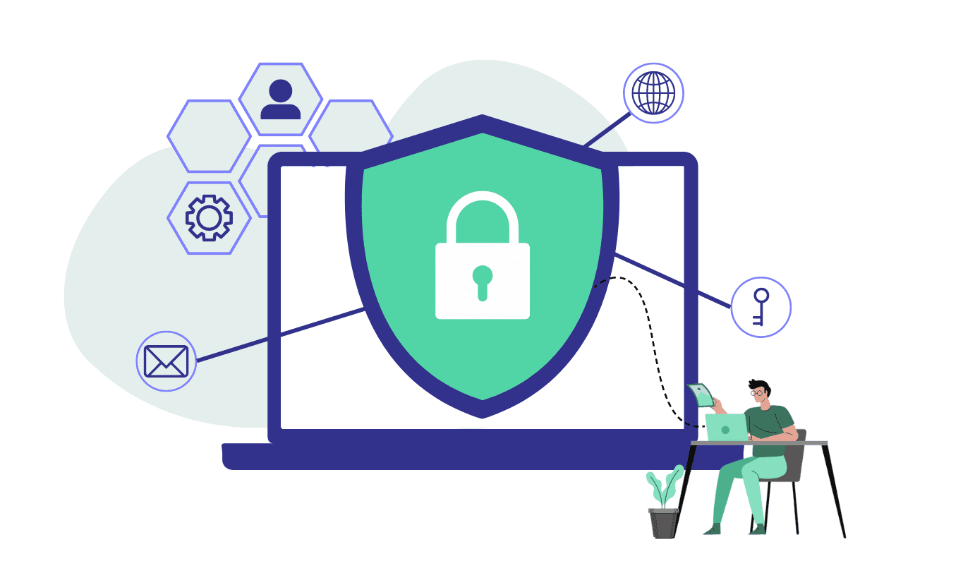 ordinateur portable avec bouclier montrant l&rsquo;importance d&rsquo;une assurance cyber risques